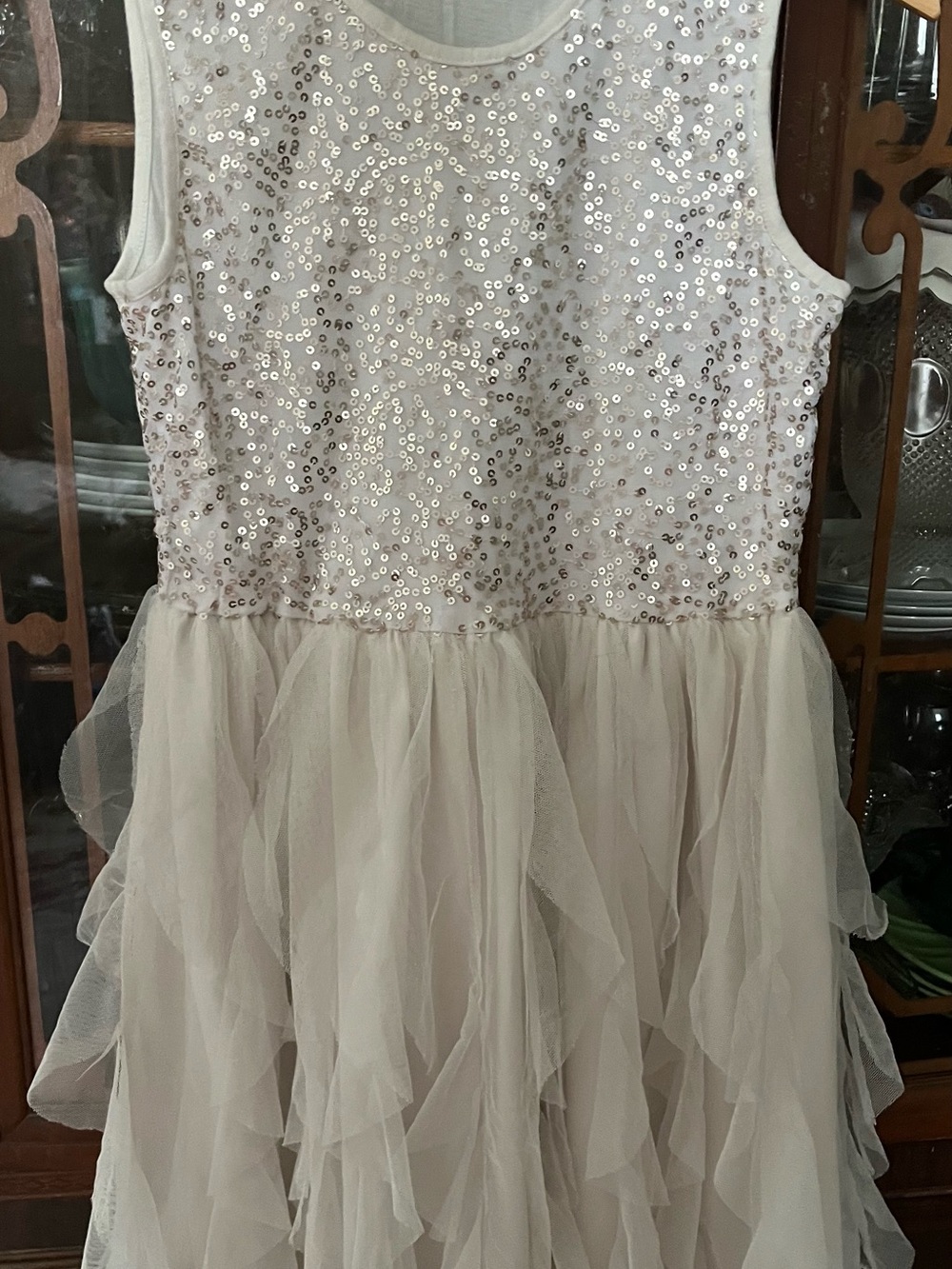 Children’s Place Girls Sequin Bodice Tulle Party Dress - Cream